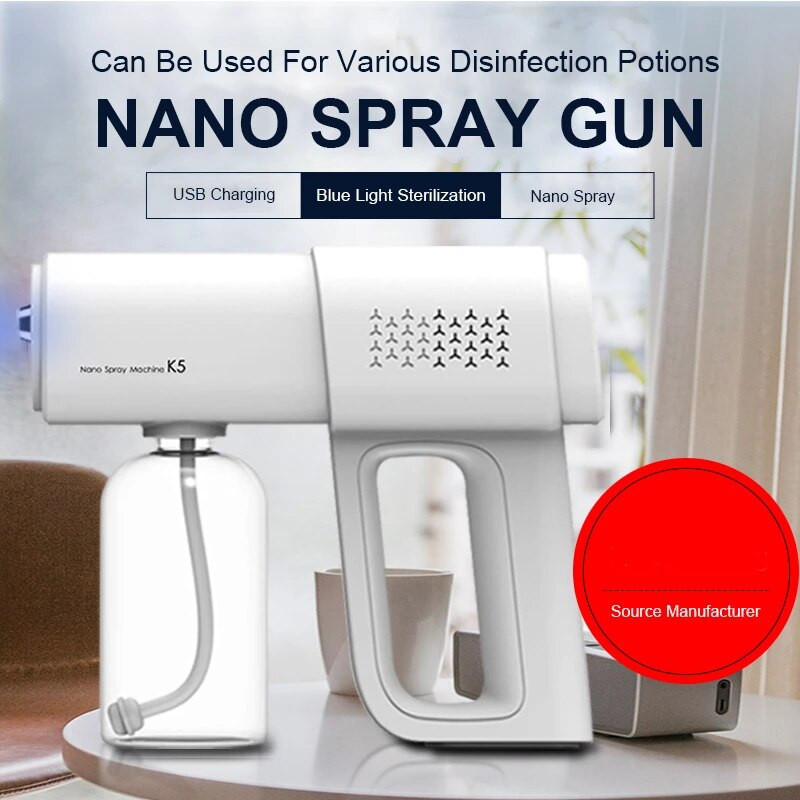 380/300 ml nano kék fényű porlasztó szórópisztoly K5 kézi vezeték nélküli ködpermetező fertőtlenítő gép elektromos UV ködképző otthoni használatra