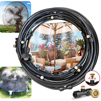 DIY Outdoor Nebulizer Garden Sprayer Misting Cooling System 33FT Misting Line12 Brass Mist Nozzles for Patio Terrace Θερμοκήπιο