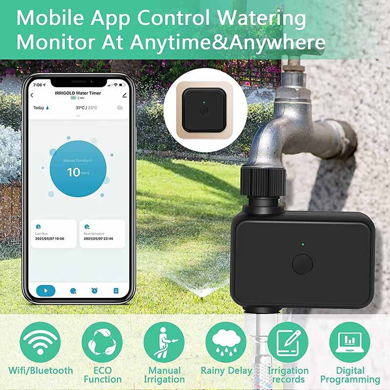 Kerti intelligens vízidőzítő Wi-Fi és Bluetooth vezérléssel 15 különálló öntözőprogram Smart Water Valve