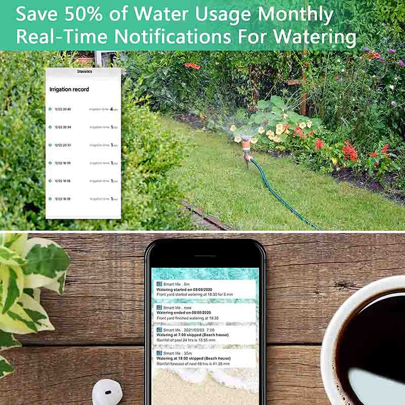 Kerti intelligens vízidőzítő Wi-Fi és Bluetooth vezérléssel 15 különálló öntözőprogram Smart Water Valve