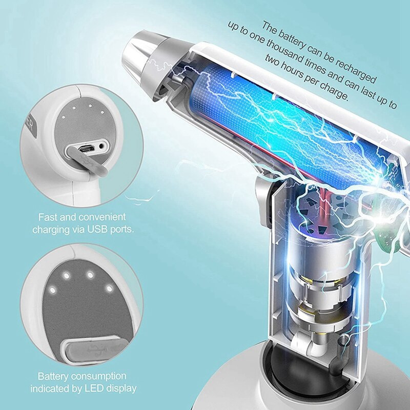 1,5 l elektrinis laistytuvas, įkraunamas alternatyvus siurblio purkštuvas su reguliuojamu vandens rūko antgaliu augalams, sodui