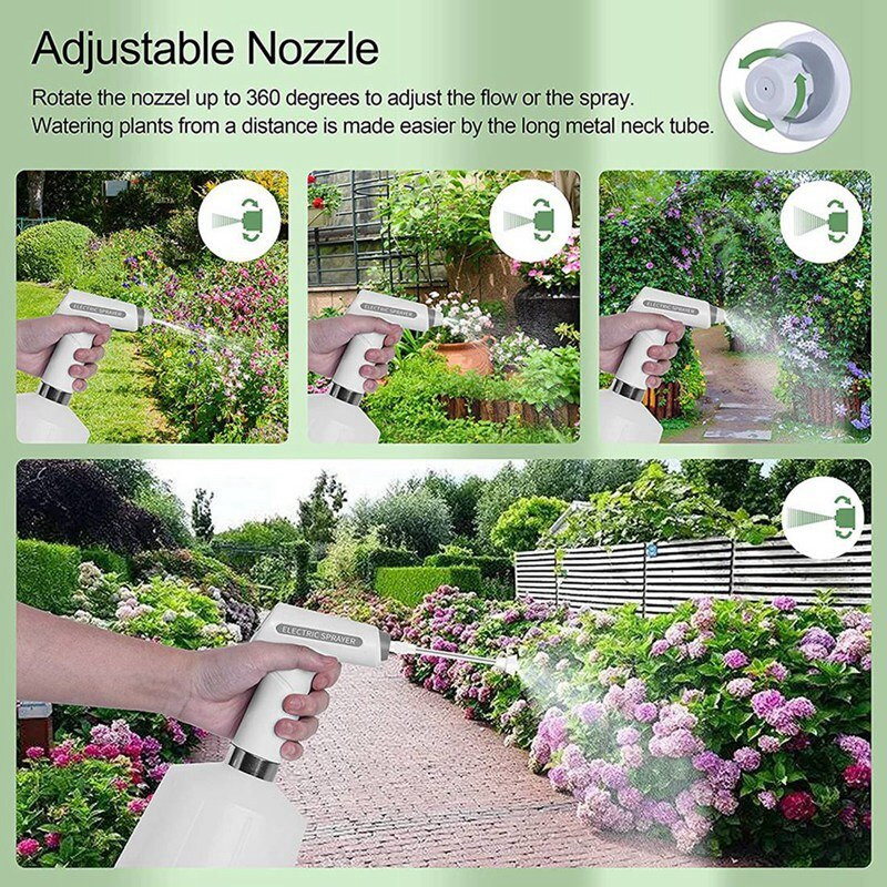 1,5 l elektrinis laistytuvas, įkraunamas alternatyvus siurblio purkštuvas su reguliuojamu vandens rūko antgaliu augalams, sodui