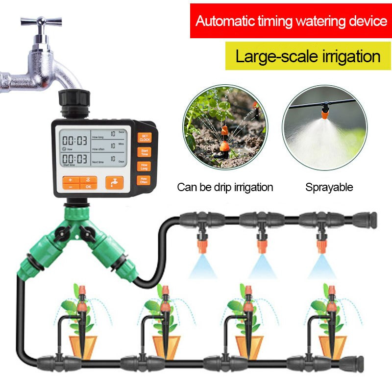 Temporizator de udare automat, cu ecran mare, instrument de sincronizare cu afișaj digital, temporizator pentru stropitori pentru gazon de grădină, pentru sistem de irigare automată
