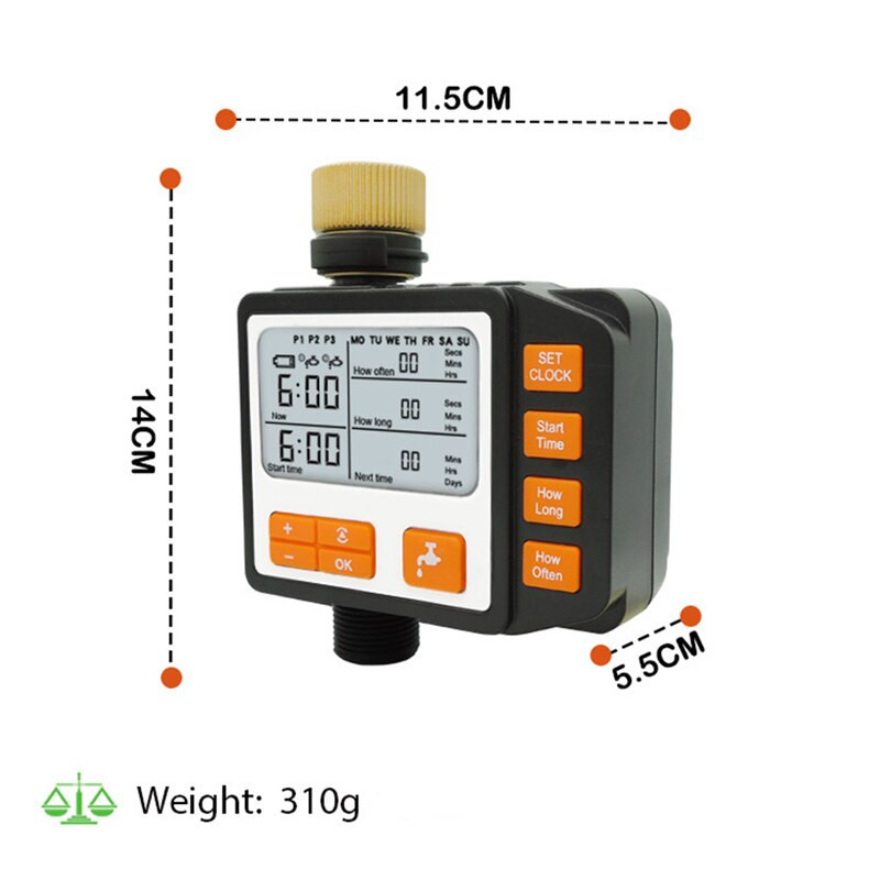 Temporizator de udare automat, cu ecran mare, instrument de sincronizare cu afișaj digital, temporizator pentru stropitori pentru gazon de grădină, pentru sistem de irigare automată