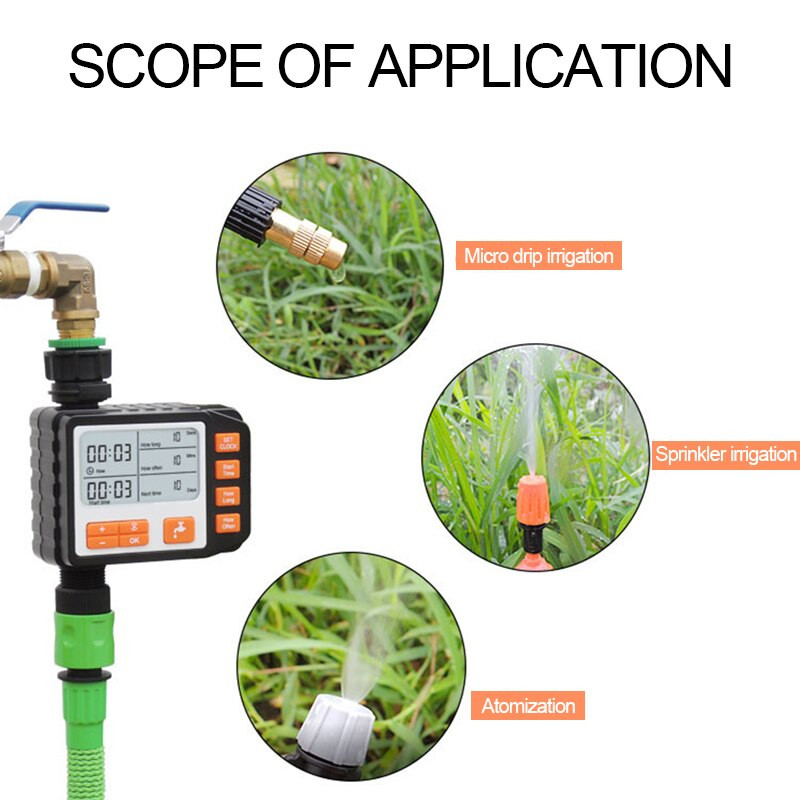 Temporizator de udare automat, cu ecran mare, instrument de sincronizare cu afișaj digital, temporizator pentru stropitori pentru gazon de grădină, pentru sistem de irigare automată