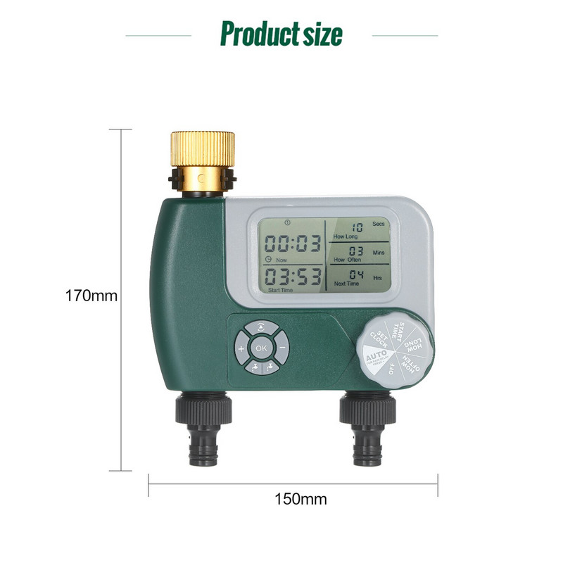 Cronometru digital pentru udare pentru acasă Cronometru pentru furtun pentru robinet Temporizator automat pentru apă de grădină Sistem de stropire Controler de irigare cu 2 ieșiri