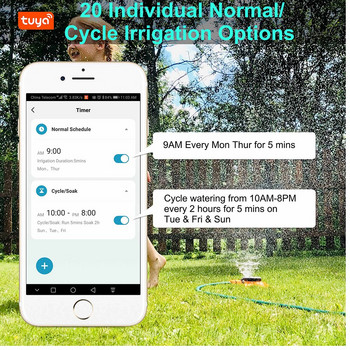 Съвместим с WiFi, съвместим с Bluetooth, интелигентен градински таймер за вода, автоматичен контролер за клапан за напояване за спринклерна система Актуализиран