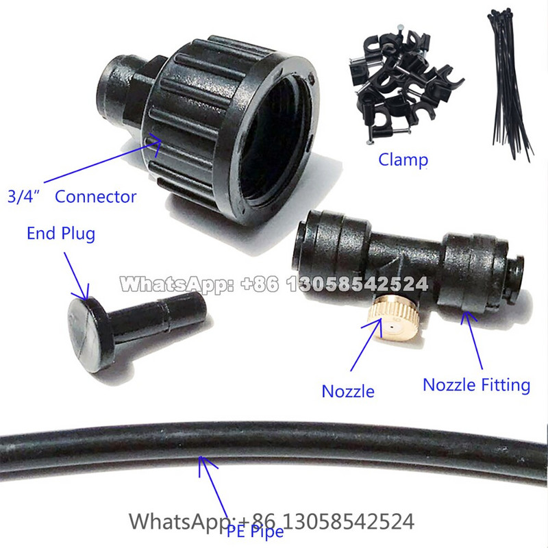 Sistem de aburire a apei de 15 m, sistem de racire cu aburire de joasa presiune pentru gradina in aer liber, kit de apa Sistem de irigare a plantelor