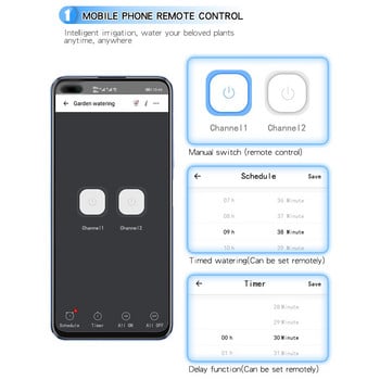 WIFI Έξυπνος χρονοδιακόπτης άρδευσης Συσκευή ποτίσματος Διπλή αντλία χρονομετρημένο αυτόματο σύστημα στάγδην άρδευσης Ελεγκτής APP για κήπο