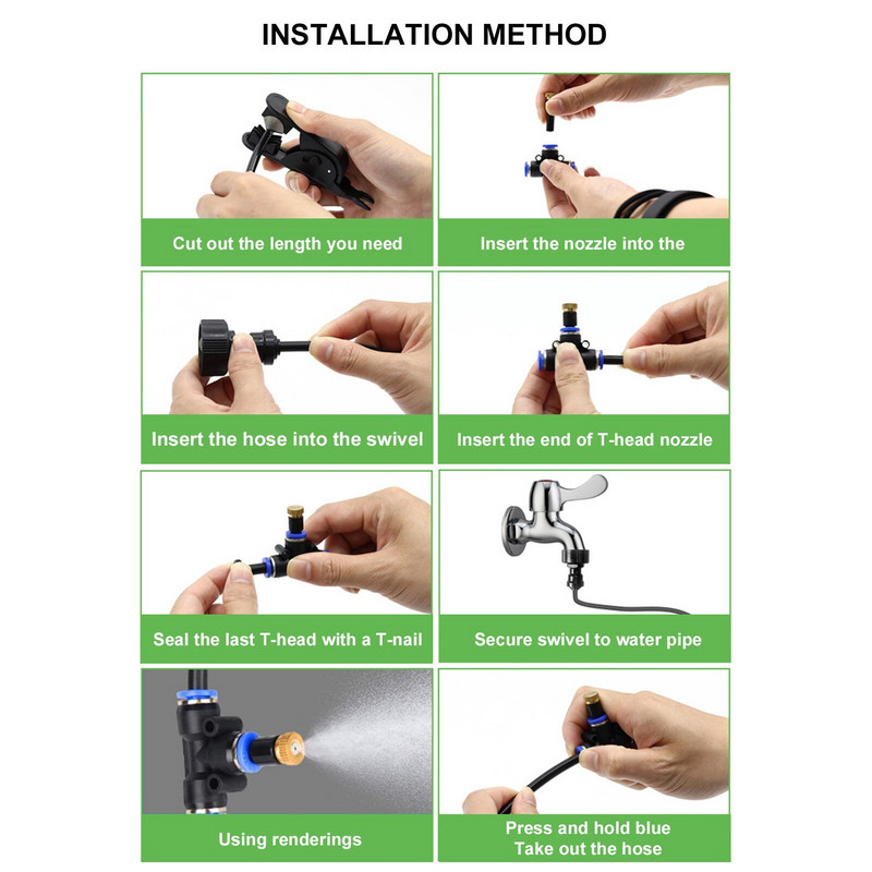 Kültéri terasz párásító rendszer Water Mister hűtőpermetező rendszer verandán kerti trambulin esernyő üvegházhoz