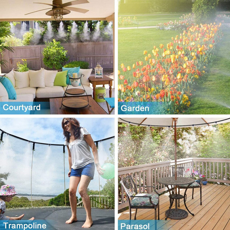 Sistem de răcire cu aburire la presiune joasă Mister Kit Pulverizator de apă în aer liber Aspersor de grădină Atomizor Nebulizator Terasă Mister
