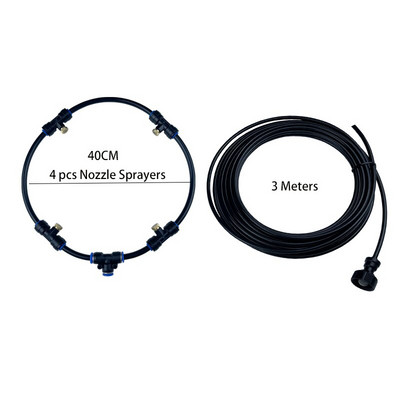 Auto Misting Fan Mist Line Kit nyári hűtési teraszhoz, sárgaréz fúvókával, műanyag adapterrel, ködpermetező rendszerrel