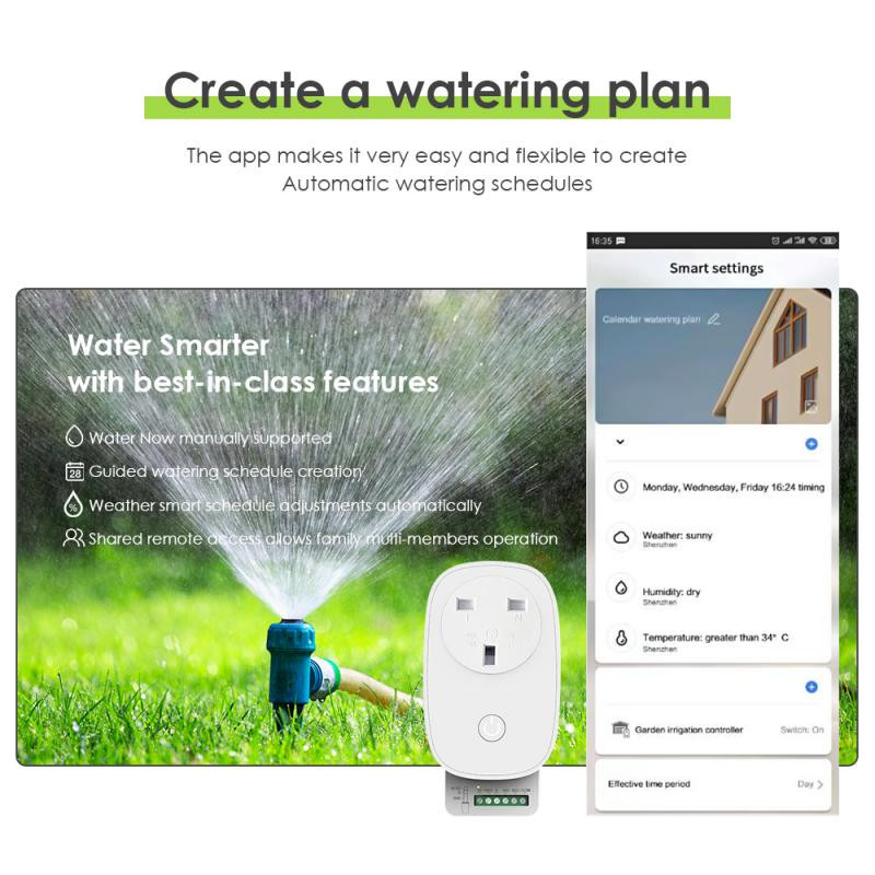 Tuya Wifi öntözőrendszer 16A kerti növény automatikus öntözési időzítő APP intelligens vezérlő mágnesszelep öntöző számítógép