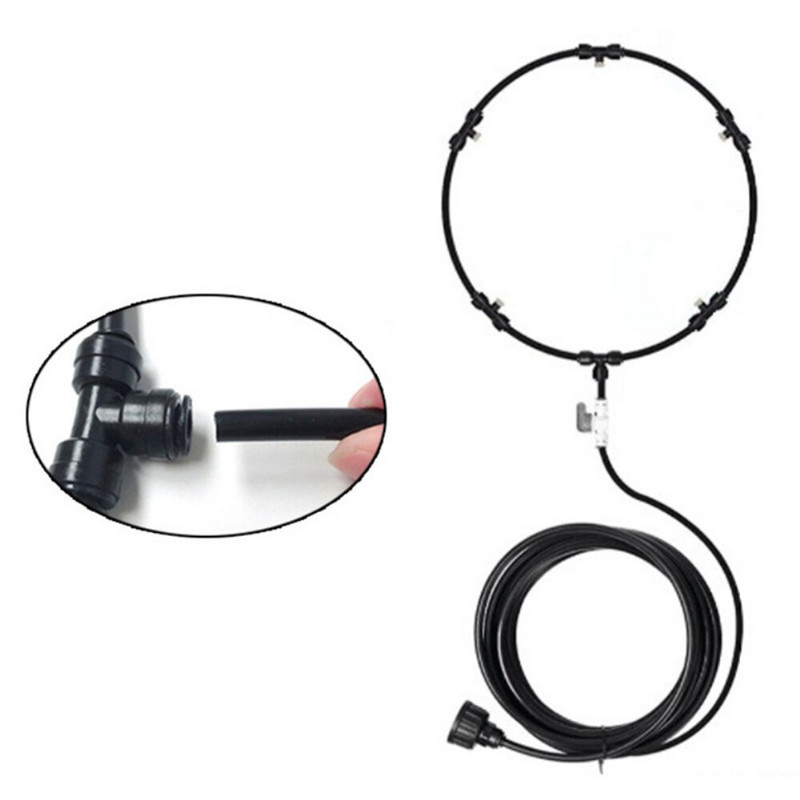 Ventilator de apă de grădină pentru aburire furtun de ceață rece în aer liber, inel portabil pentru ventilator de ceață, pulverizator de ceață pentru răcire, accesorii pentru casă