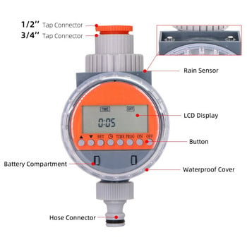 MUCIAKIE σφαιρική βαλβίδα αισθητήρα βροχής LCD χρονοδιακόπτης νερού κήπου Αυτόματος ηλεκτρονικός ελεγκτής ποτίσματος Προγραμματιζόμενος ψηφιακός