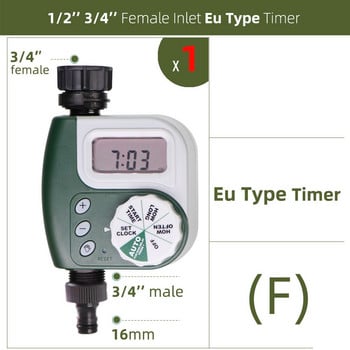 Градинско поливане Таймер Сензор за дъжд Соларен LCD Контролер с двоен циферблат Поливане Напояване 1/2\'\' 3/4\'\' Кран Електромагнитен сферичен кран