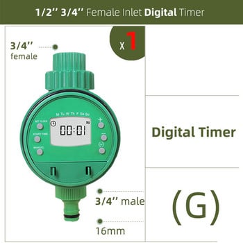 Градинско поливане Таймер Сензор за дъжд Соларен LCD Контролер с двоен циферблат Поливане Напояване 1/2\'\' 3/4\'\' Кран Електромагнитен сферичен кран