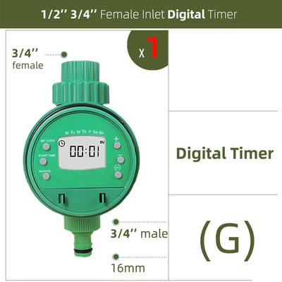 Sodo laistymo laikmatis Lietaus jutiklis Saulės LCD dvigubo rato valdiklis laistymo laistymo 1/2'' 3/4'' čiaupo jungties solenoidinis rutulinis vožtuvas
