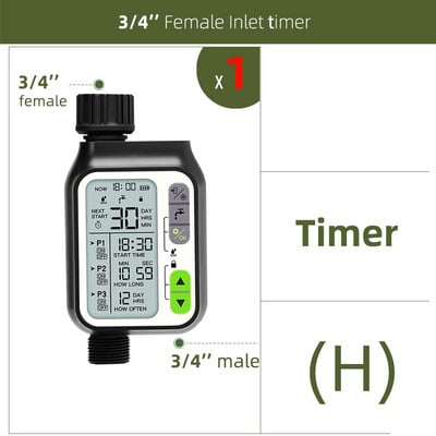 Sodo laistymo laikmatis Lietaus jutiklis Saulės LCD dvigubo rato valdiklis laistymo laistymo 1/2'' 3/4'' čiaupo jungties solenoidinis rutulinis vožtuvas