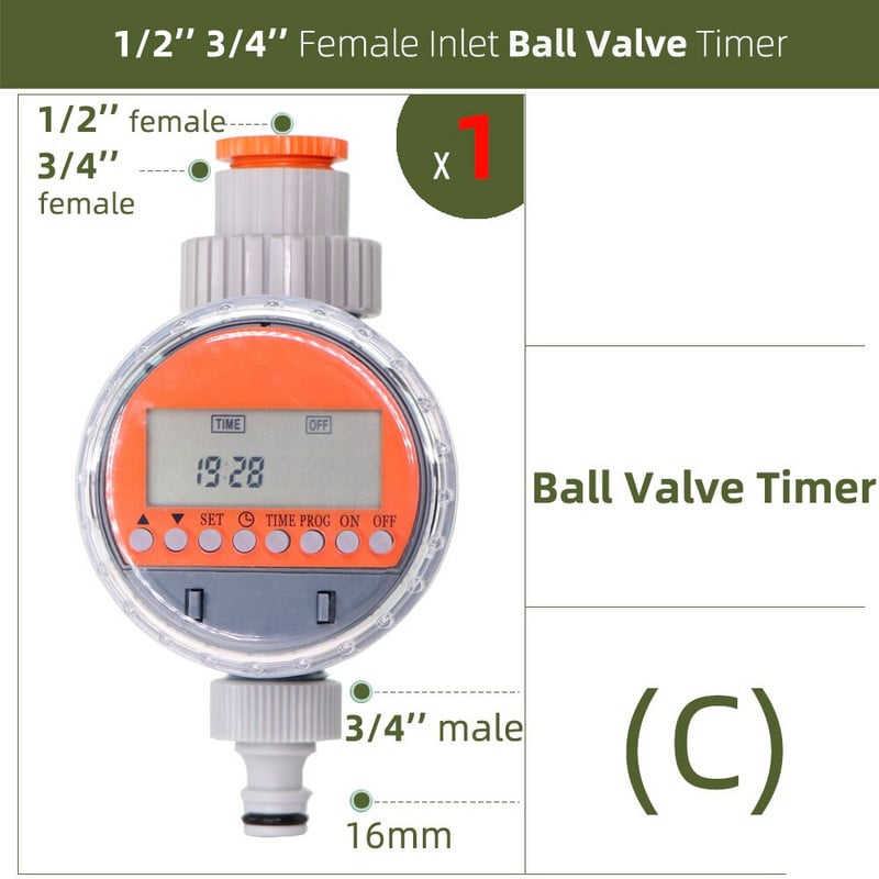 Sodo laistymo laikmatis Lietaus jutiklis Saulės LCD dvigubo rato valdiklis laistymo laistymo 1/2'' 3/4'' čiaupo jungties solenoidinis rutulinis vožtuvas