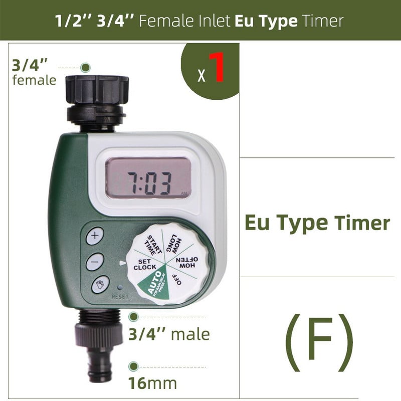 Sodo laistymo laikmatis Lietaus jutiklis Saulės LCD dvigubo rato valdiklis laistymo laistymo 1/2'' 3/4'' čiaupo jungties solenoidinis rutulinis vožtuvas