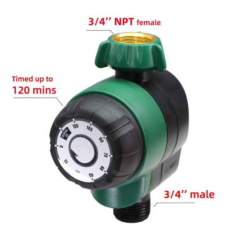 American Garden 3/4 hüvelykes NPT mechanikus öntözési időzítő 120 perces kézi vezérlő üvegházhatású kertészeti öntözési kellékek