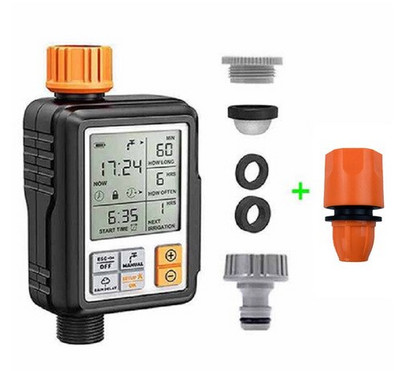 Automatikus programozható digitális vízidőzítő 3" nagy képernyős IP65 vízálló kerti pázsit öntözőrendszerhez öntöző időzítő akció