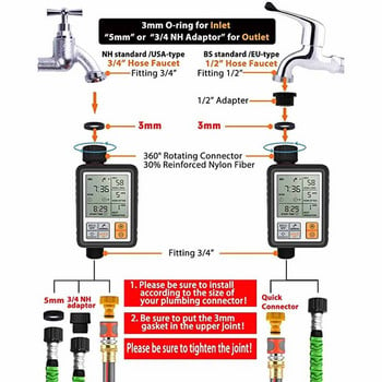 Προγραμματιζόμενος ψηφιακός σωλήνας χρονοδιακόπτης βρύσης Αυτόματος χρονοδιακόπτης ποτίσματος Σύστημα ελεγκτή άρδευσης με οθόνη LCD
