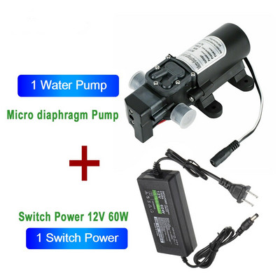 DC 12V 60W mikro elektromos membrános vízszivattyú automata kapcsoló 5L/perc nagynyomású autómosó permetező vízszivattyú párásodás