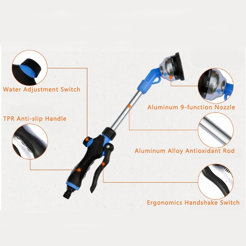 1db Alumínium pisztoly öntözés Kézi permetező Kertészeti Nyomásszivattyú Permetező Vízszóró Szerszám Kerti kellékek Öntözés Többfunkciós