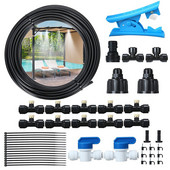 15M/20M DIY Misters külső terasz párásító hűtőrendszerhez készlet 15/20db sárgaréz fúvókával ventilátoros üvegházhatású kerti esernyőkhöz