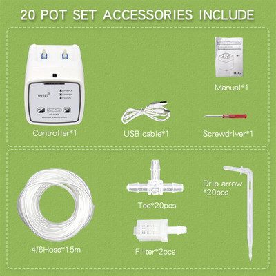 Pompă dublă Acasă WIFI Aplicație mobilă Control Dispozitiv de udare a plantelor Sistem automat de irigare a florilor Aspersor pentru plante Instrument de grădină