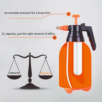 2L/3L Πορτοκαλί χειροκίνητο μπουκάλι σκανδάλης ψεκασμού Ρυθμιζόμενο χάλκινο ακροφύσιο κεφαλής Χειροκίνητο μπουκάλι ψεκασμού αντλίας συμπίεσης αέρα 1 τεμ.