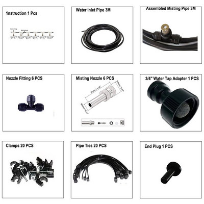 Sistem de pulverizare cu ceață de apă cu pulverizare atomizată Nebulizator de grădină Sistem de aburire de răcire în aer liber Ceață de apă pentru irigarea grădinii de acasă