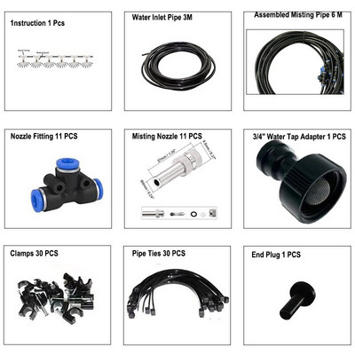Sistem de pulverizare cu ceață de apă cu pulverizare atomizată Nebulizator de grădină Sistem de aburire de răcire în aer liber Ceață de apă pentru irigarea grădinii de acasă