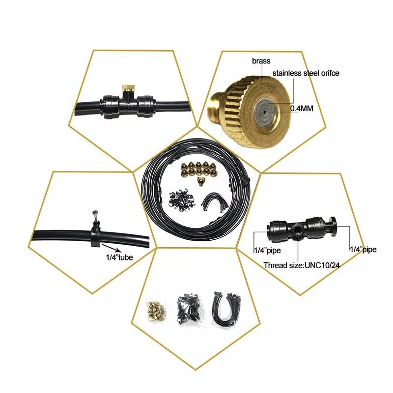 Sistem de pulverizare cu ceață de apă cu pulverizare atomizată Nebulizator de grădină Sistem de aburire de răcire în aer liber Ceață de apă pentru irigarea grădinii de acasă