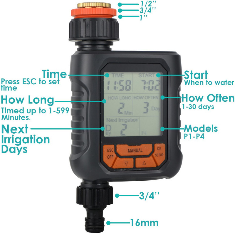 1 db programozható öntözési időzítő digitális mágnesszelep tömlő csaptelep öntözőrendszer automatikus öntözésvezérlő 1/2 kimenet