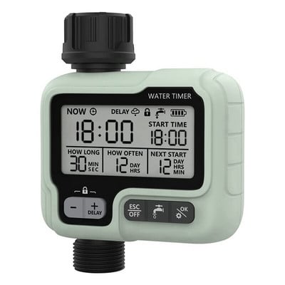Tömlő időzítő, automatikus öntözési időzítő kertekhez, locsoló időzítő esőkésleltetéssel / gyerekzár / IP65 vízálló