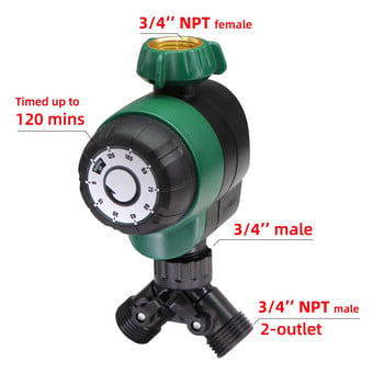 Garden 3/4\'\' NPT Mechanical Watering Timer 4/7mm 16mm Hose Connection Port 120 Minutes Manual Controller Irrigation Supplies