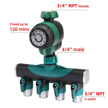 Garden 3/4\'\' NPT Mechanical Watering Timer 4/7mm 16mm Hose Connection Port 120 Minutes Manual Controller Irrigation Supplies