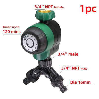 Grădină 3/4''NPT Temporizator de udare mecanic 4/7mm 16mm Port de conectare a furtunului 120 de minute Controler manual pentru irigare