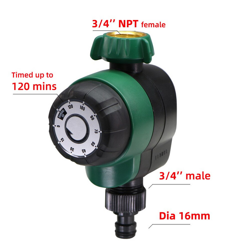 Grădină 3/4''NPT Temporizator de udare mecanic 4/7mm 16mm Port de conectare a furtunului 120 de minute Controler manual pentru irigare