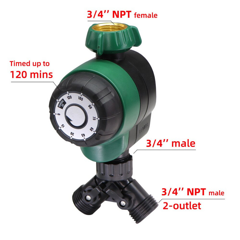 Grădină 3/4''NPT Temporizator de udare mecanic 4/7mm 16mm Port de conectare a furtunului 120 de minute Controler manual pentru irigare