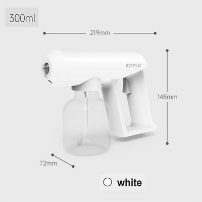 250/300 ml purškiamas dezinfekavimo pistoletas belaidis nano mėlynos šviesos garų rūkas USB įkrovimas rankinis purškiamas dezinfekantas