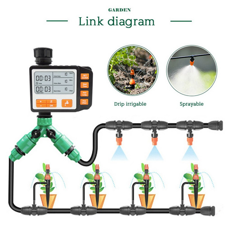 Temporizator automat de udare Instrument inteligent de sincronizare cu ecran mare cu afișaj digital Temporizator pentru stropitori pentru gazon de grădină pentru sistem de irigare automată