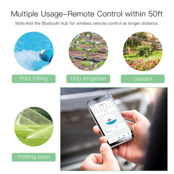Таймер за разпръскване на открито Интелигентен Bluetooth хъб за шлюз с режим на закъснение при дъжд за морава, зеленчукова градина, оранжерия, цветни лехи