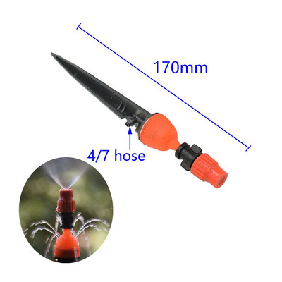 100 vnt mikro burbuliatoriaus lašelinio drėkinimo reguliuojami skleidėjai, mišraus vandens lašintuvai dirbamos žemės naudojimui 4/7 mm žarna