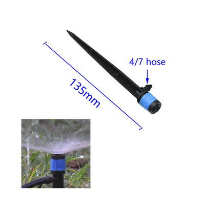 100 vnt mikro burbuliatoriaus lašelinio drėkinimo reguliuojami skleidėjai, mišraus vandens lašintuvai dirbamos žemės naudojimui 4/7 mm žarna