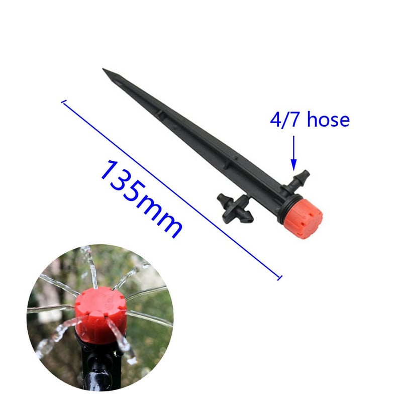 100 vnt mikro burbuliatoriaus lašelinio drėkinimo reguliuojami skleidėjai, mišraus vandens lašintuvai dirbamos žemės naudojimui 4/7 mm žarna
