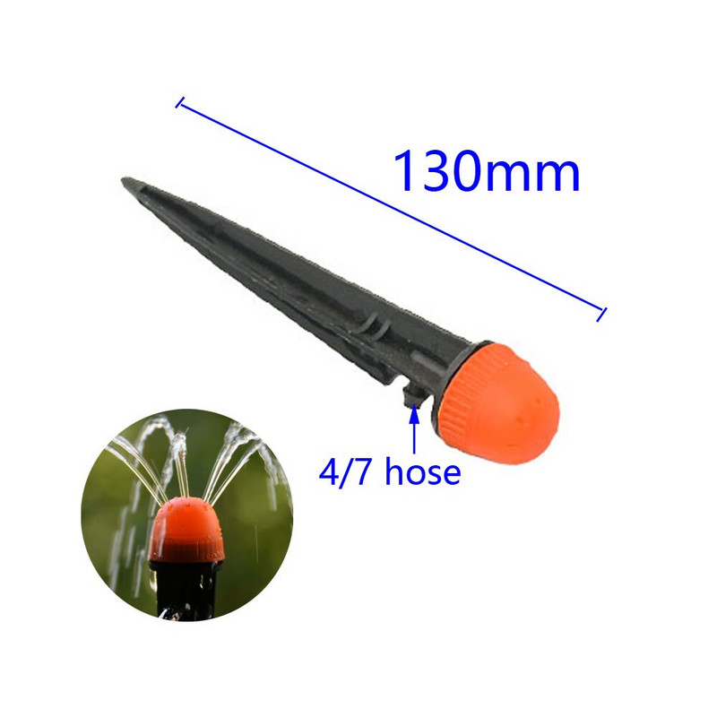 100 vnt mikro burbuliatoriaus lašelinio drėkinimo reguliuojami skleidėjai, mišraus vandens lašintuvai dirbamos žemės naudojimui 4/7 mm žarna